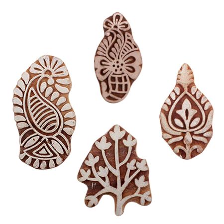 Set of 4 Piece New Mix Wooden Printing Blocks